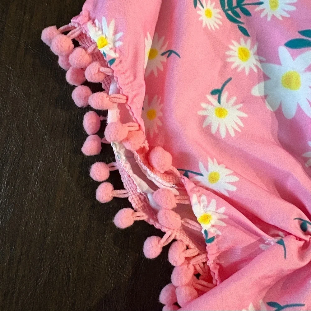 Baby Pink Floral Swim Coverup and Swimcap